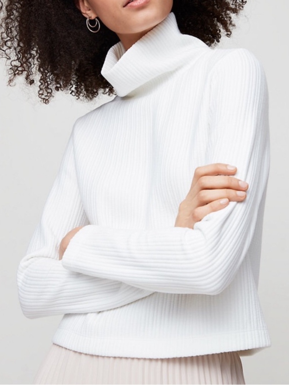 NWT Babaton Caleb Turtleneck Sweater White Ribbed XXS